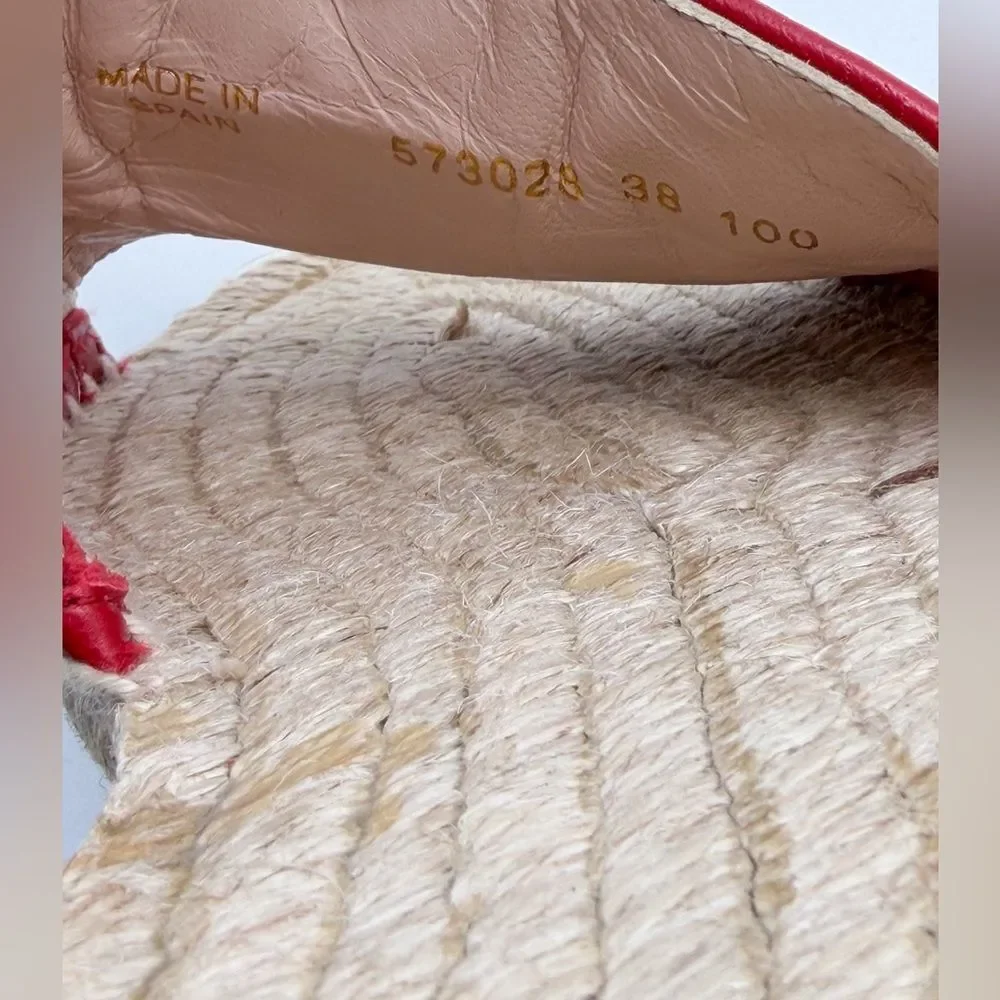 Gucci Pilar GG Marmont Leather Espadrille Slide Sandals Red Matelassé EU 38 US 8 - Picture 11 of 12
